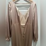 Revelry Vera Satin Dress Long Sleeve Maxi Size 8 Bridesmaids Cocktail Champagne Gold Photo 4