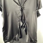 Victoria's Secret Victoria’s Secret Satin‎ Tie Front LOVE Graphic Print Robe in Black One Size Photo 5