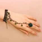 Flower Shape Elegant Bracelet Ring Inlaid Crystal Beads Vintage‎ Style Bracelet Black Photo 6