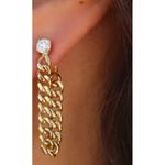 Boutique Gold Filled Chain Drop Earrings with Diamond‎ Simulate Dangle Statement Jewelry Photo 8