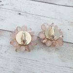 Vintage Clip On Earrings Extra Large 3D Dusky Pink Flower Photo 5