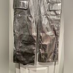 No Boundaries NWT  Size XS Silver Metallic Relaxed Fit Wide Leg Cargo Pants Photo 4