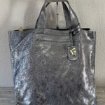 Furla Metallic Silver Leather Tote Bag EUC Photo 0