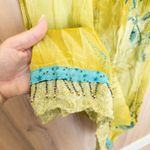 VTG Carole Little Womens Maxi Skirt Sz 12 Yellow Beaded Forest Fairy Boho Earthy Photo 6