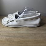 Minnetonka  White Kilty Fringe Moccasins Womens 10 Western Boho Boat Sole Shoes Photo 1