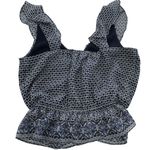 Evereve Shirt Womens Small Blue White Surplice V Neck Peplum Ruffle Sleeveless Photo 1