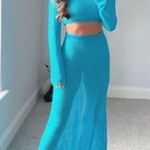 ZARA  Blue Pointelle Knit Sweater And Skirt Set BLOGGERS favorite! Size M EUC Photo 13