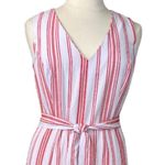 Emma & Michele Women's Jumpsuit V-neck Tie Waist White Red Stripes Size XL Photo 4