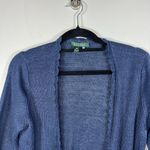 Ralph Lauren Lauren  Navy Blue Open Cardigan Womens Sz Medium 100% Linen Crotchet Photo 2