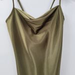 Bebe  Mini Dress Women S Green Satin Cowl Neck Cami Adjustable Spaghetti Strap Photo 9