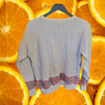 Embroidered Floral Colorful Crew Neck Sweater White Size M Photo 6