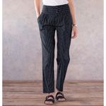 Sundance  Amelia Trouser Pant Black White Pinstripe 4 Button Linen Cotton Blend Photo 1