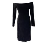 J.Crew  MARIO BELLUCCI Black Velvet Boat neck off shoulder Long Sleeve Dress sz 4 Photo 1