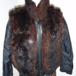 Vintage Black Leather/Fur Reversible Bomber Jacket Photo 6