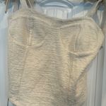 Maeve Anthropologie  Cream Structured Tie Tank‎ Top Size Large Photo 4