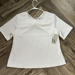 Worthington Women Top 1X White Crop Cutout Twist Fitted Short Sleeve Photo 0