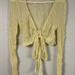 Urban Outfitters  Yellow Knit Tie Front Cardigan Top Medium Basic Casual Everyday Photo 0