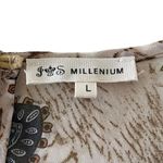 I& N Millenium Bohemian Neutral Multicolor Fringe Keyhole Crewneck SZ L #1290 Brown Size L Photo 6