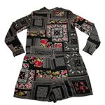 Women's Patchwork Print Romper Size M Festival Boho Lagenlook Casual Colorful Black Size M Photo 1