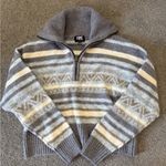 Frye Women's Fair-Isle Striped Half-Zip Draped-Collar Sweater size M Photo 3