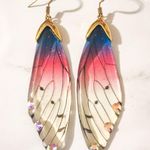 Purple Ombré Rhinestone Butterfly Wing Earrings Photo 0