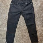 Miss Me Black Mid-Rise Crop Skinny Subtle Shine Zipper Ankles Grunge Jean Trendy Photo 0