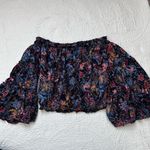 Free People  Free Spirit Printed Off-The-Shoulder Bell Sleeve Top Boho Festival Photo 5
