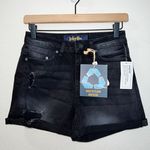 Indigo Rein NWT Black Denim Super High Rise Distressed Shorts Photo 0