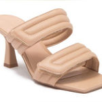 Abound  Sandals Womens Size 6 Qarly Heeled Tan Square Toe Slip On Heels Photo 0