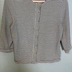 Purdey Womens Striped Button Front 3/4 Sleeve Top‎ Medium Classic Black Photo 3