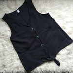Old Navy Black Button Down Textured Vest Tank Photo 0