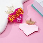 👑👑👑3 for 12$👑👑👑Pink Birthday Girl Earrings with Gold Glitter Crown Pink Photo 3