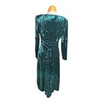 Vtg 1990s Brett Alixander Forest Green Crushed Velvet Corset Back Maxi Dress 10 Photo 2