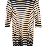 J. McLaughlin  Women’s Dress Black Tan Neutral Stripe M Stretch office church Photo 0