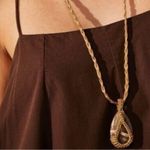 Free People  Vacation Pendant Necklace NWT Turtle Macrame Gemstone Bohemian Photo 2