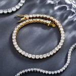5mm round cubic zirconia 14k gold plated setting bracelet 7” Photo 5