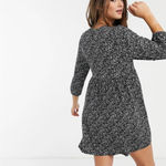 Pull & Bear  Smocked Floral Mini Dress In Navy Blue Photo 2