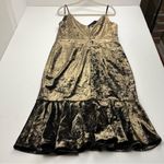 Black Halo  Garland Gun Metal Velvet V-neck Flounce Hem Midi Dress Womens Size 12 Photo 11