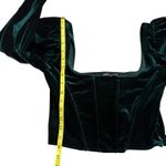 ZARA  Velvet Corset Top Green Square Neck Long Puff Sleeve Cropped Women M Photo 5