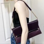 Diane Von Furstenberg DVF  Aubergine Plum 400 Envelope Leather Shoulder Bag Photo 3