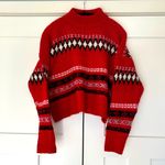 299. Daily Thread cropped, high neck, soft fair isle sweater Red Size M Photo 3