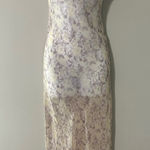 VRG GRL Floral Print Maxi Slip Dress Women's Size 6 Sheer Overlay Yellow Photo 0