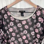 Vintage Y2K New York & Company Mesh Floral Long Sleeve Top Size XL Whimsigoth Black Photo 3
