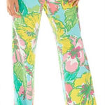 Lilly Pulitzer Floral Blue Yellow Wide Leg Palazzo Knit Pants Photo 0