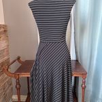 Alyn Paige  Black and White fit & flare v-neck Striped Midi Dress Photo 2