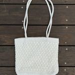 Vintage White Crochet Boho Bag Shoulder Bag Purse Woven Tote Bag Photo 0