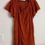 Wishlist Kayla Dress Size Medium Brick Rust Orange 100% Cotton Natural Fibers Photo 4