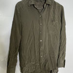 Vince  Womens Silk Rayon Collared Long Sleeve Button-Down Shirt Green S Photo 0