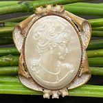 Vintage Unsigned Faux Pearl Victorian Cameo Pendant Brooch Photo 0