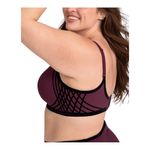 Honeylove Silhouette Bra Wireless velvetine flocking Fig Size 3X 44DD Purple Photo 8